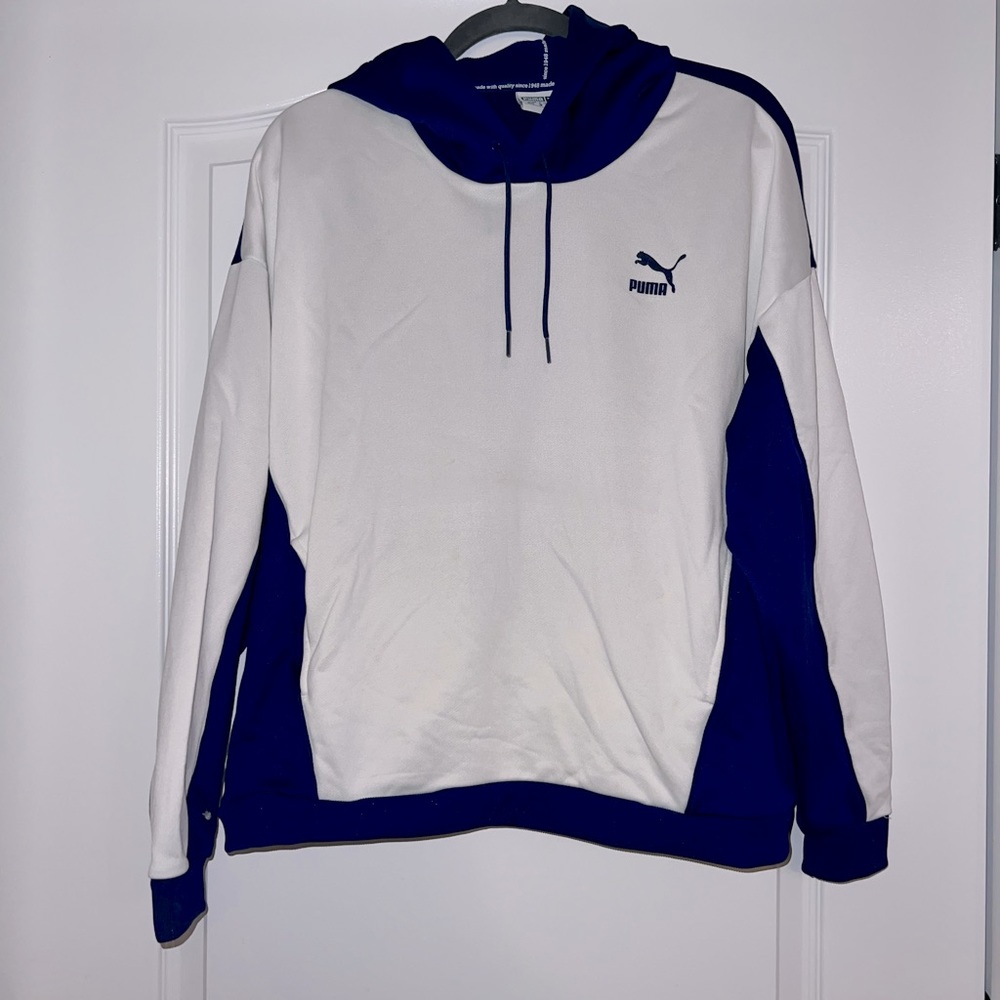 Blue and White Two-Toned Blue And White Hoodie